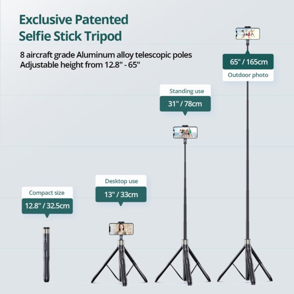 Premium Max Phone Tripod Selfie Stick 65 - Image 2